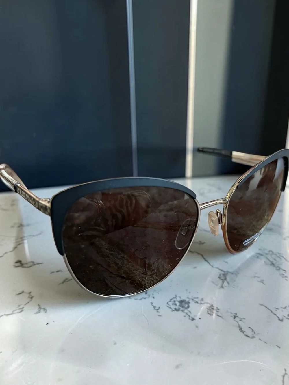 Draper James Black and Gold Cat-Eye Sunglasses